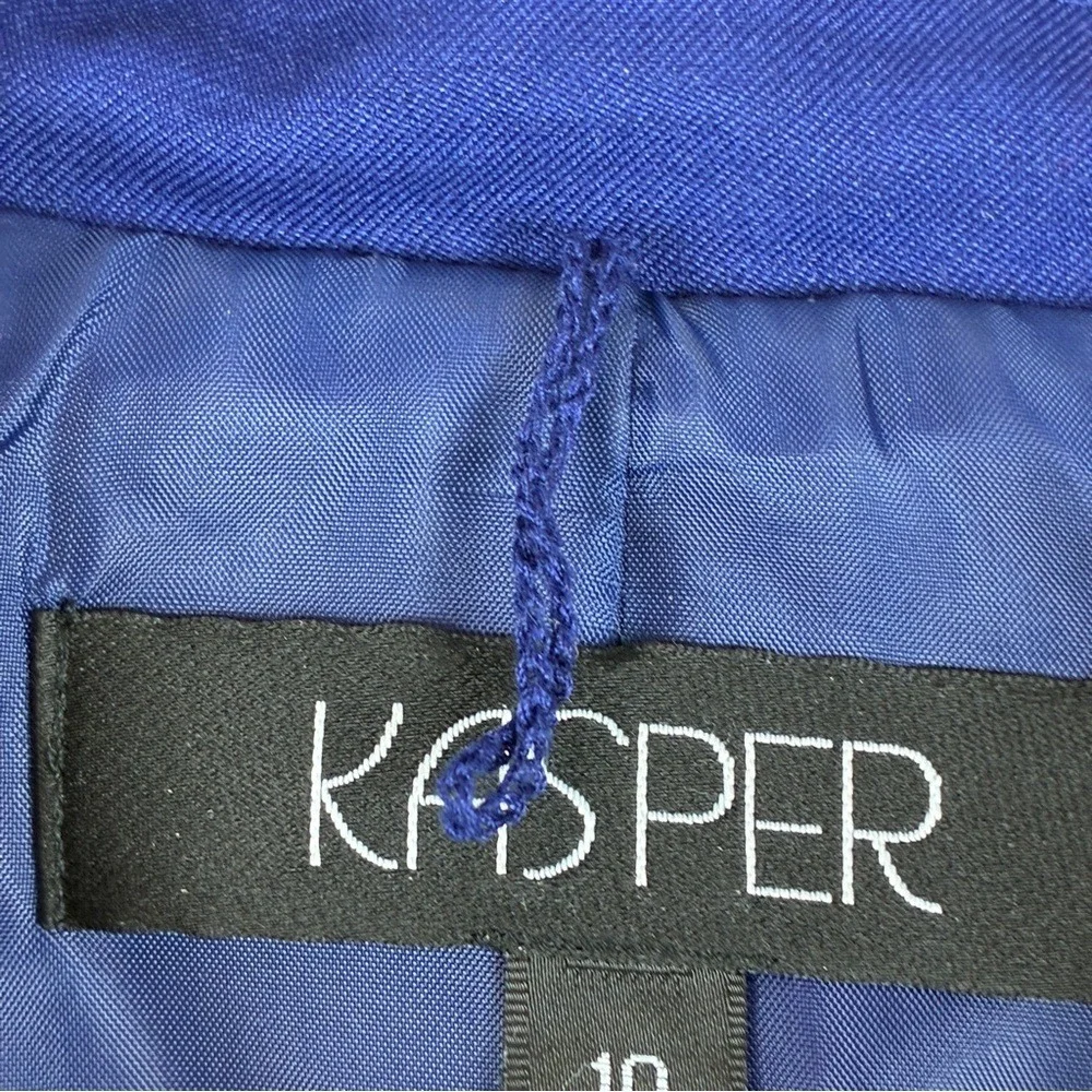 Kasper Blazer 10 Polyester Professional Royal Blue Career Chic Office Siren - Picture 10 of 14